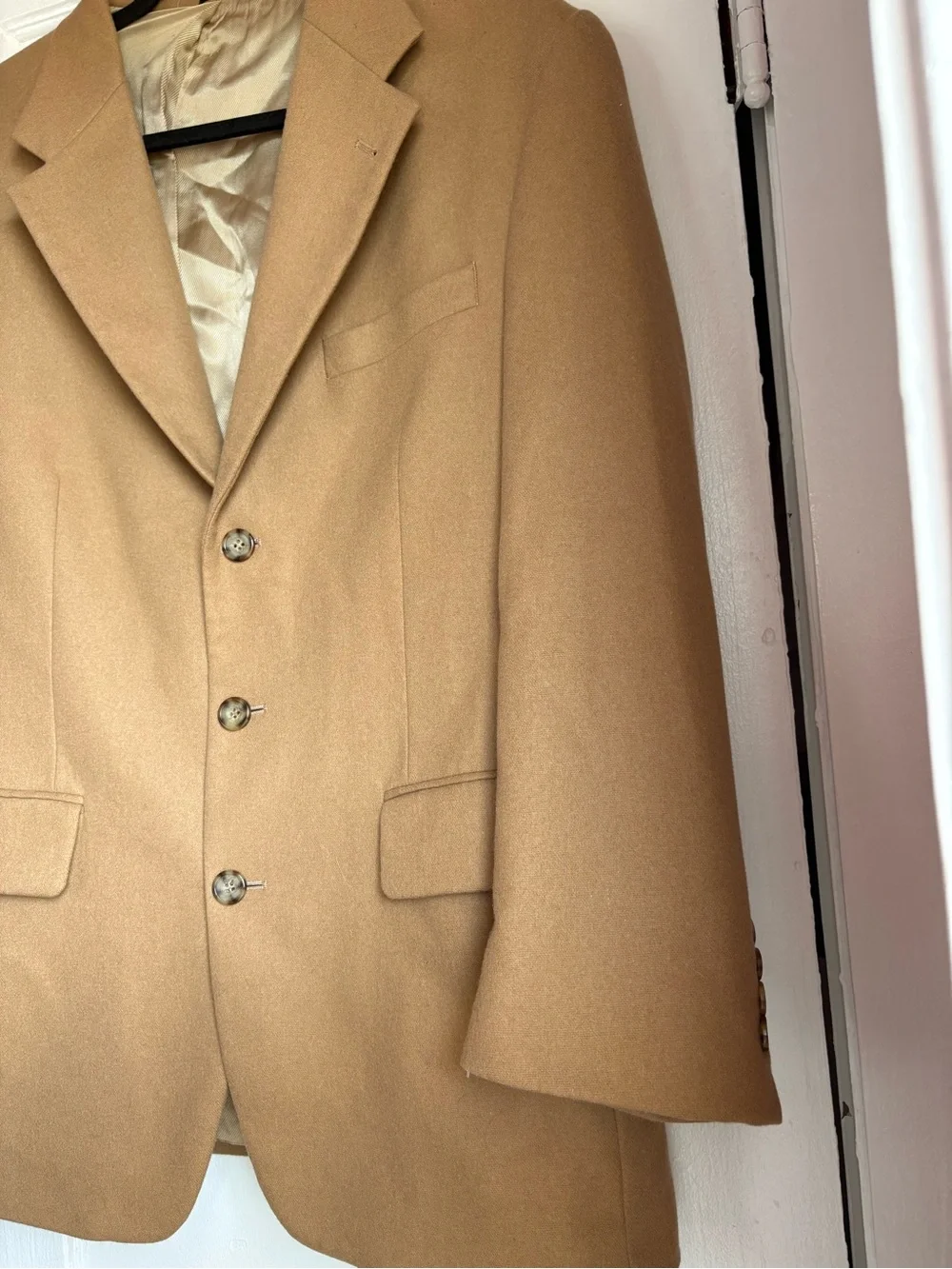 Oscar de la Renta Cashmere Wool Blend Camel Blazer Sport Coat Jacket Mens 40R